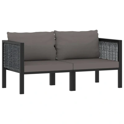 Afbeelding van Tweezitsbank met kussens poly rattan antraciet