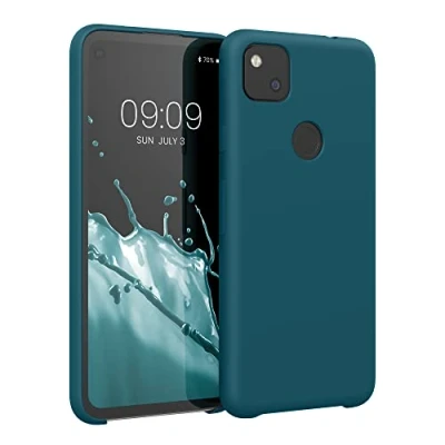 Afbeelding van kwmobile telefoonhoesje geschikt voor Google Pixel 4a Hoesje met siliconen coating Smartphone case in mat petrol