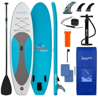 Afbeelding van SereneLife SLSUPB10 Free Flow Paddleboard SUP Stand Up Paddle Board Incl accessoires 10ft Max. 125kg Blauw