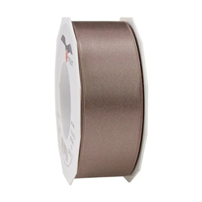Afbeelding van C.E. Pattberg Satijnen lint, donkergrijs (taupe), 25 meter breed, voor het verpakken van geschenken, 40 mm decoreren en knutselen, decoratief lint alle gelegenheden