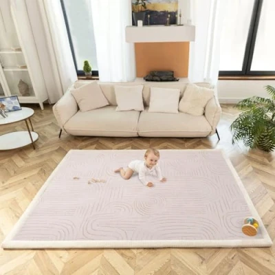 Afbeelding van Zachte babyspeelmat, 200 x 150 2,5 cm, mat voor kinderkamer met hoogwaardig traagschuim, kruipdeken baby&#039;s antislip onderkant,