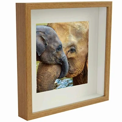 Afbeelding van 28 x cm 3D box fotolijst met passe partout, 20 cm, eiken