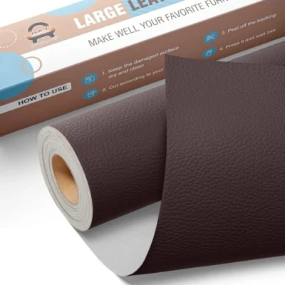 Afbeelding van Lederen patch voor banken, autostoelen, meubels, handtas, 40 x 160 cm, donkerbruin