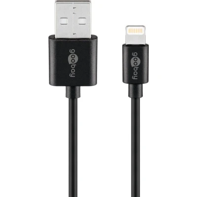 Afbeelding van Lightning USB oplaad en synchronisatiekabel, voor Apple iPhone, iPod, iPad, zwart, 2 meter