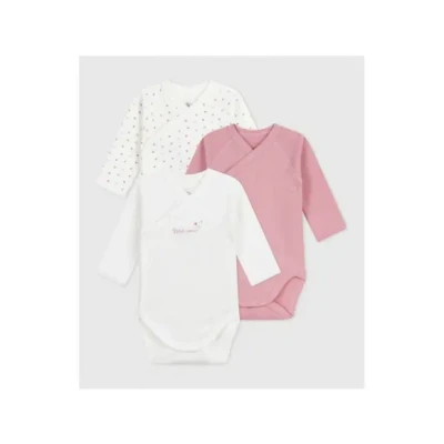 Afbeelding van Petit Bateau 3 PACK Body voor kinderen, Maat: 67, White pink
