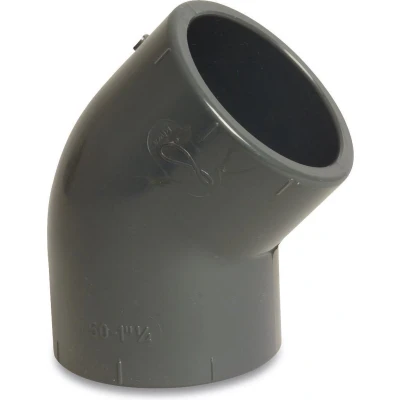 Afbeelding van PVC U knie 45 32 mm, lijmmof, 16 bar KIWA