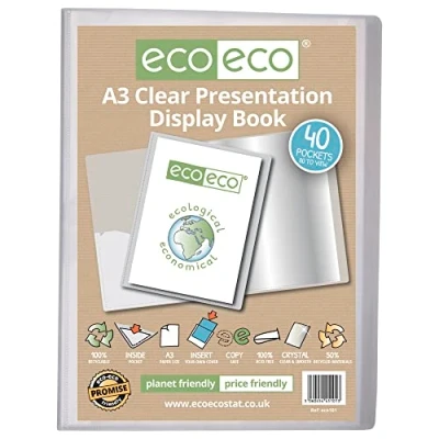 Afbeelding van eco Transparante presentatiemap met 40 hoezen van 50% gerecycled kunststof, A3 formaat eco101