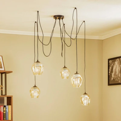 Afbeelding van Hanglamp Starla, decentraal, 5 lamps, amber