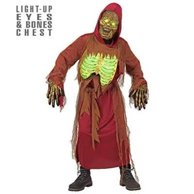 Afbeelding van Widmann Zombie Kostuum Skelet Elektro Jongen Rood, Bruin Maat 158 Halloween Verkleedkleding