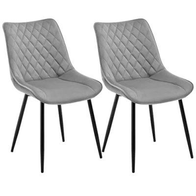 Afbeelding van WOLTU BH209dgr 2 Eetkamerstoelen, set van stuks, keukenstoelen, zitting fluweel, metalen poten, donkergrijs