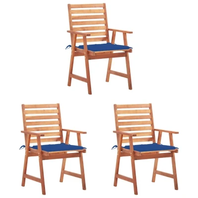 Afbeelding van Tuinstoelen 3 st met kussens massief acaciahout