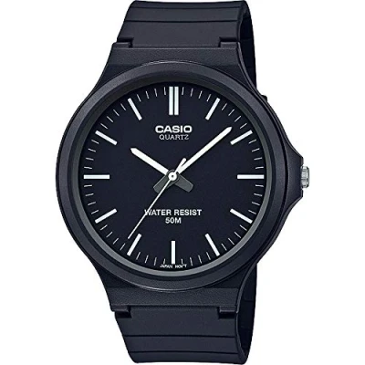 Image de Casio Montre Collection Unisexe Analogue Quartz avec BraHardlineslet en résine, Noir/Argent,