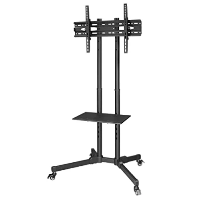 Afbeelding van Hama Tv standaard met wielen &quot;Trolley&quot;, tot 75 inch, hoogte verstelbaar, zwart