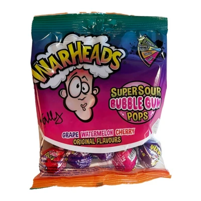 Afbeelding van Warheads Super Sour Bublegum Pops Zak 22 x 105 gram