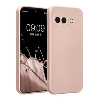 Afbeelding van kwmobile metallic telefoonhoesje van TPU geschikt voor Google Pixel 9a Flexible case smartphone In roségoud