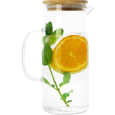 Afbeelding van Krumble Karaf met handvat en houten deksel 1 L Glas