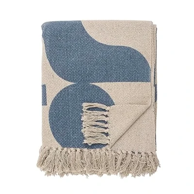 Afbeelding van Bloomingville Agno Gerecycled Katoen Blauw Deken