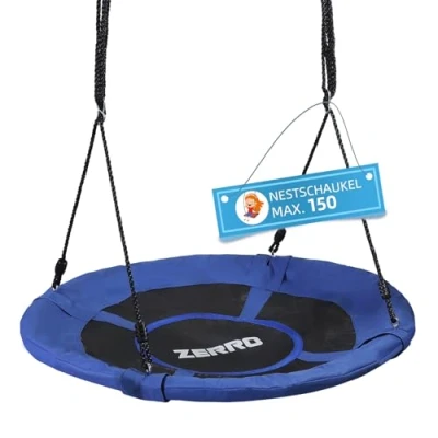 Afbeelding van ZERRO Vogelschommel voor binnen en buiten, tot 150 kg, in hoogte verstelbaar, diameter 120 cm, kinderen volwassenen, blauw