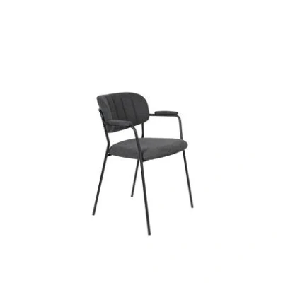 Afbeelding van Feliz Lifestyle Jolien Eetkamerstoelen armleuning Zwart/Donkergrijs Set van 2