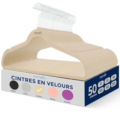 Afbeelding van SereneLife Kleerhangers Fluwelen Hangers Antislip Zware Duurzame Kledinghangers Set 50Stuks Duurzaam met 360 Draaihaak