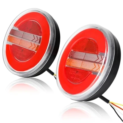 Afbeelding van Yuanjoy 2 x ronde achterlichten waterdichte led aanhanger 12 V 24 met E mark Hamburg multifunctionele links en rechts