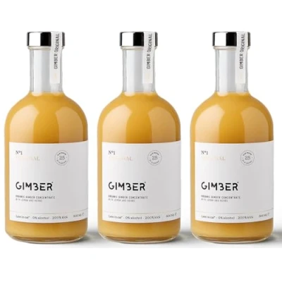 Image de GIMBER Shot de gingembre bio sans alcool 3 x 500 ml Boisson au 100% biologique à base gingembre, citron et d&#039;herbes Concentré qualité supérieure