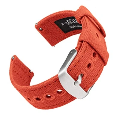 Afbeelding van Archer Watch Straps Horlogeband van canvas voor dames en heren Reservearmband Meerdere kleuren 18 mm, 20 22 Oranje Tangerine, Casual, Klassiek