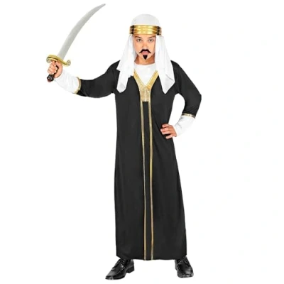 Afbeelding van Widmann 1001 Nacht &amp; Arabisch Midden Oosten Kostuum Sultan Turkse Rijk Abu Ali Jongen Zwart, Wit / Beige, Goud Maat 128 Carnavalskleding Verkleedkleding