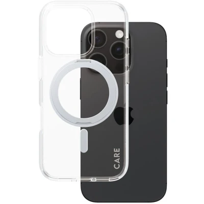 Afbeelding van PanzerGlass Hoesje Geschikt voor iPhone 16 Pro CARE Kickstand Case MagSafe Zilver