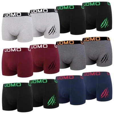 Afbeelding van L&amp;K set van 8/12 retro boxershorts voor heren, katoen, met voordeelverpakking, maten M tot 5XL, zwart, comfortabele pasvorm zonder krassend etiket, 1119, 12 5