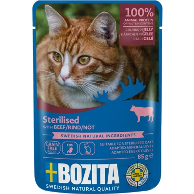 Afbeelding van 12x 85g Bozita Hapjes in Gelei Gesteriliseerd Rund nat kattenvoer