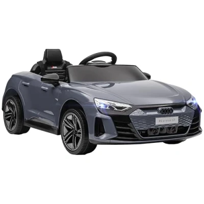 Afbeelding van HOMCOM Voiture électrique pour enfant de 3 à 5 ans, 12 V, avec télécommande 2,4 GHz, 2 moteurs, 4 roues ressort, klaxon, phare, musique, démarrage progressif, roue auxiliaire, grise
