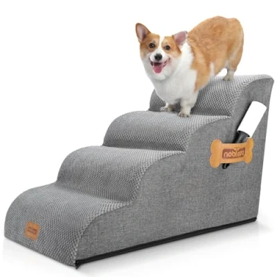 Afbeelding van Nobleza Hondentrapje voor Honden 33D materiaal Hondentrap opstapje 4 treden 40 x 72 50 extra stevig en comfortabel Grijs