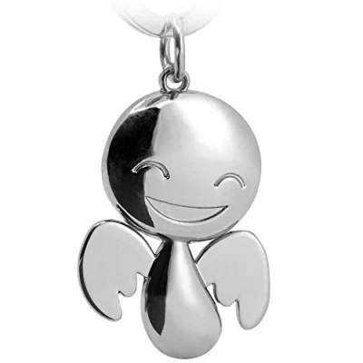 Afbeelding van FABACH Beschermengel sleutelhanger Happy schattige engel hanger van metaal geschenk geluksbrenger auto rijbewijs voorzichtig, zilver