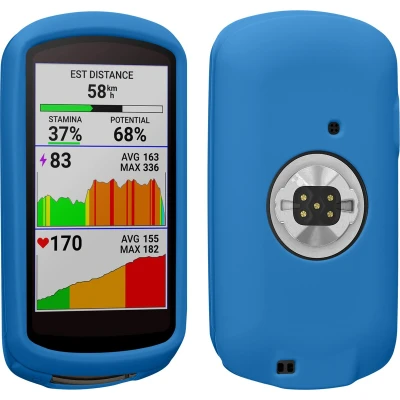 Afbeelding van kwmobile hoes geschikt voor Garmin Edge 1040 / Solar Siliconen beschermhoes fietsnavigatie blauw