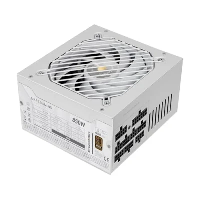 Afbeelding van MARS GAMING MPB850SIM, voeding volledig modulair ATX 850W, 80Plus Brons 230V EU, 90% efficiëntie, SI Extreme Silence ventilator 140 mm, AI2 RPM, DC en SMD, wit