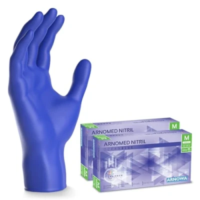 Afbeelding van ARNOMED Oceaanblauwe wegwerphandschoenen, nitril handschoenen, maat M, wegwerphandschoen 200 stuks (2 dozen), poedervrij en latexvrij, wegwerphandschoenen in S, L XL