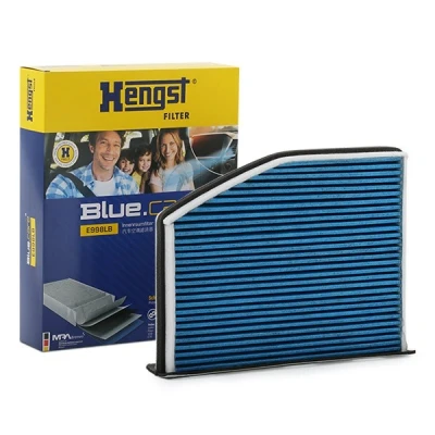Afbeelding van HENGST FILTER E998LB Interieurfilter Met antibacteriële werking 286 215 57 VOLKSWAGEN: Golf 6, 5, Caddy 3, AUDI: A3 Sportback, Hatchback, Q3