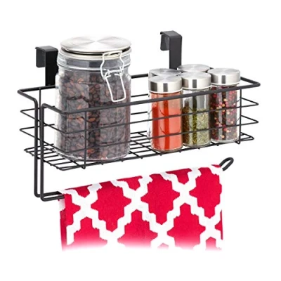 Afbeelding van Relaxdays hangmand metaal draadmand kastdeur opbergmandje kastmand organizer zwart