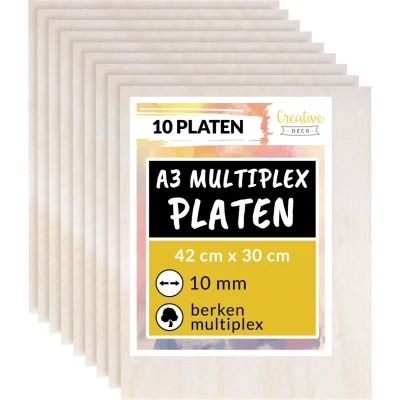 Afbeelding van Creative Deco 10 x A3 Multiplex Platen10mm 420 300 mm Baltische Berkenhoutlaag Perfect voor Pyrografie, Lasersnijden, CNC router, Modellering, Fretwerk, Rolzaag