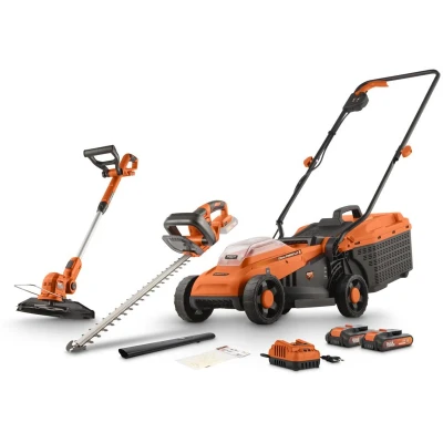 Afbeelding van Powerplus Dual power Promo grasmaaierset POWDPGBOX25A 20V grasmaaier 330 mm, haagschaar 460 mm &amp; grastrimmer 260mm Met 2 accu&#039;s en lader