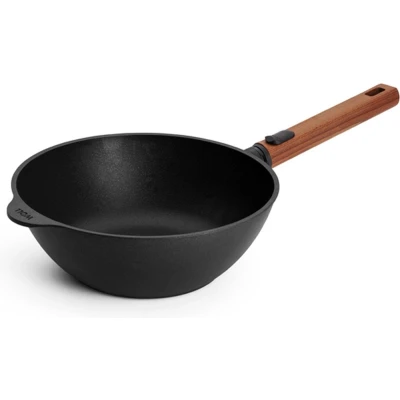 Afbeelding van WOLL EcoLogic QXR Wok inductie met houten afneembare greep Ø240mm H 90mm Zwart