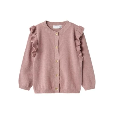 Image de NAME IT Nmfabinne Ls Knit Card Noos Cardigan en tricot pour fille, Mauve/détail : lurex ton sur ton, 80