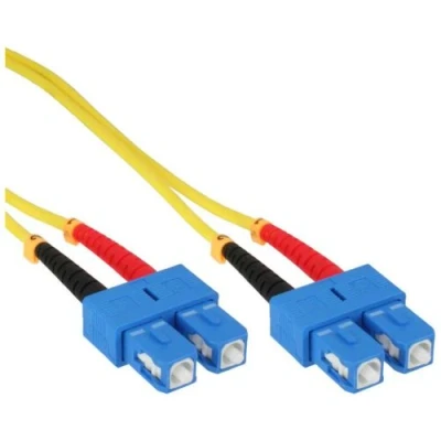 Image de InLine Cordon de raccordement mode unique SC (M) pour 5 m fibre optique duplex 9 / 125 micromètres OS2 sans halogène jaune