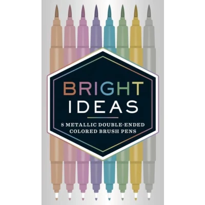 Afbeelding van Bright Ideas: 8 Metallic Double Ended Colored Brush Pens: (dual Pens, Pens for Lettering, with Dual Tips)