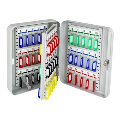 Afbeelding van HMF 13060 07 sleutelkast afsluitbaar met 60 haken, lichtgrijs, 30 x 24 7,5 cm