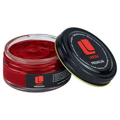 Afbeelding van Lenzen Premium schoencrème, voedende crème voor glad en generfd leer, Rood