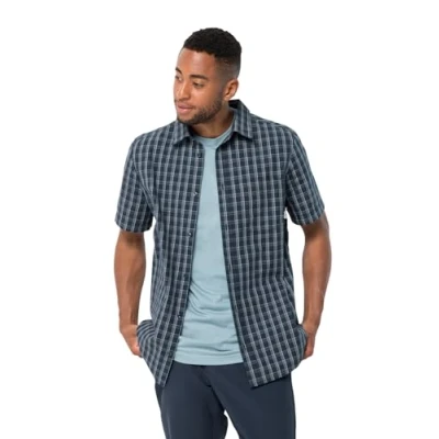 Afbeelding van Jack Wolfskin HOT Springs Overhemd, Heren, Maat: Medium, Night blue checks