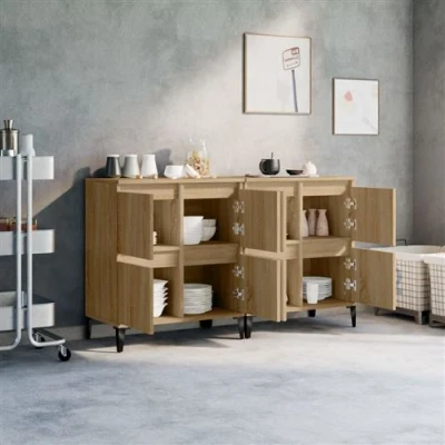 Afbeelding van vidaXL Dressoirs 2 st 60x35x70 cm bewerkt hout sonoma eikenkleurig