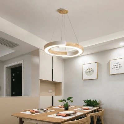 Afbeelding van V TAC VT 7828 Design plafondlampen hanglampen IP20 Wit+Houten lamphuis 32 Watt 4000 Lumen 3000K